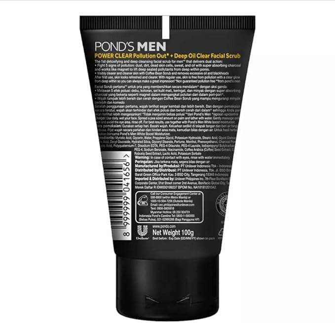 Pond's Men Power Clear Facial Scrub, 100g - Vitamins House