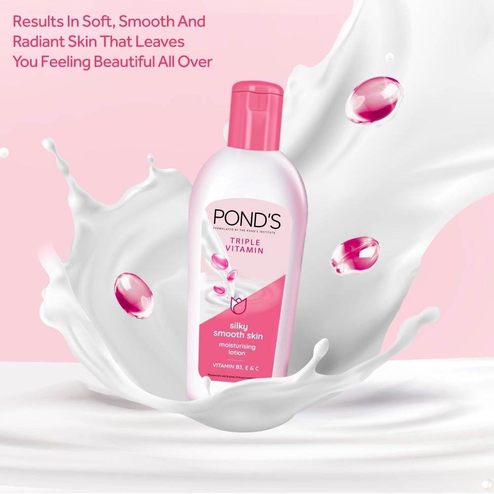 Pond's Triple Vitamin Silky Smooth Skin Moisturising Lotion, 200ml - Vitamins House