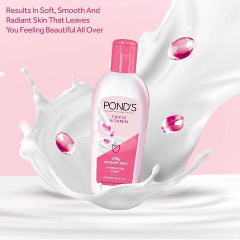 Pond's Triple Vitamin Silky Smooth Skin Moisturising Lotion, 200ml - Vitamins House