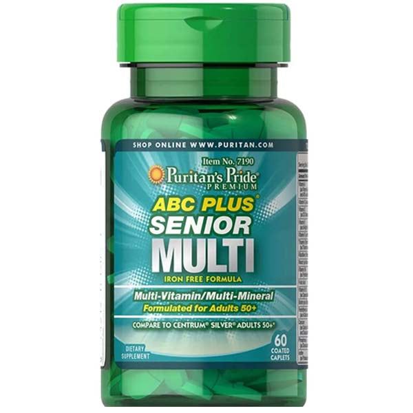 Puritan's Pride ABC Plus Senior Multivitamin Multi-Mineral Iron Free Formula for 50+, 60 Ct - Vitamins House