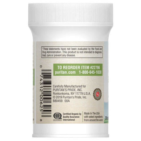 Puritan's Pride Organic Hair Skin & Nails Dietary Supplement 30ct - Vitamins House