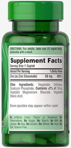 Puritan's Pride Zinc Gluconate 50mg 100Ct - Vitamins House