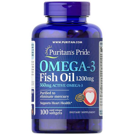 Puritan's Pride Omega-3 Fish Oil 1200Mg 100 Softgels