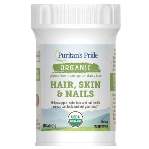 Puritan's Pride Organic Hair Skin & Nails Dietary Supplement 30ct