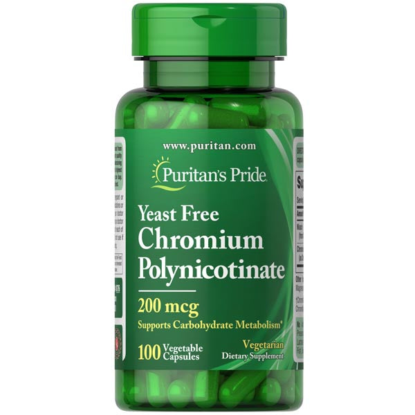 Puritans Pride Yeast Free Chromium Polynicotinate 200mcg 100 Tablets