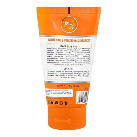 Rivaj Whitening & Vanishing Sunblock SPF-60, 120ml - Vitamins House
