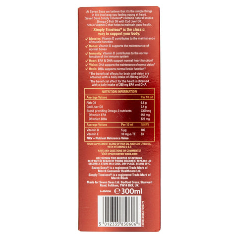 Seven Seas Simply Timeless Maximum Strength Cod Liver Oil - 300ml - Vitamins House