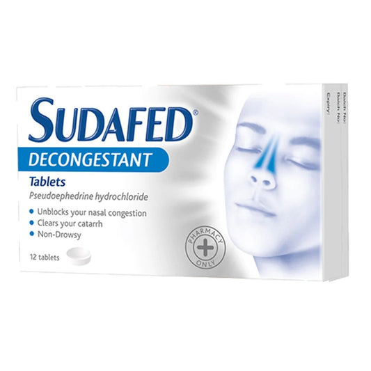 Sudafed Decongestant 12 Tablets - Vitamins House