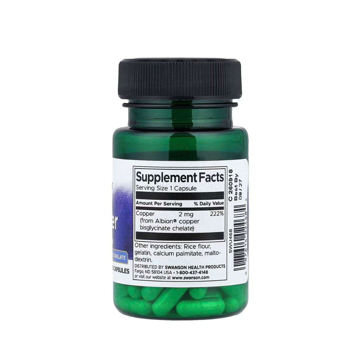Swanson Copper 2mg 60 Capsules in Pakistan Supplement Facts
