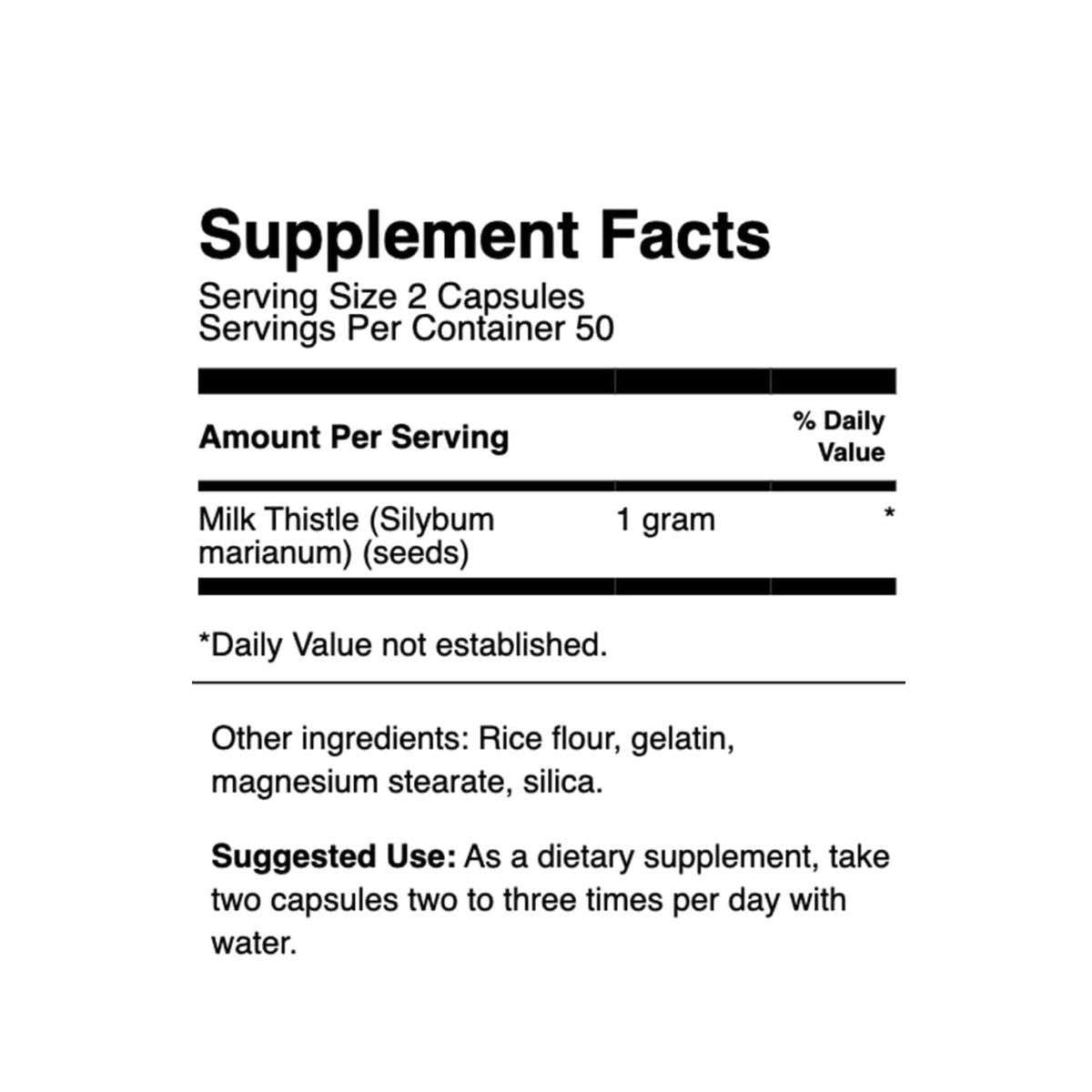 Swanson Milk Thistle 500mg in Pakistan Supplement Facts