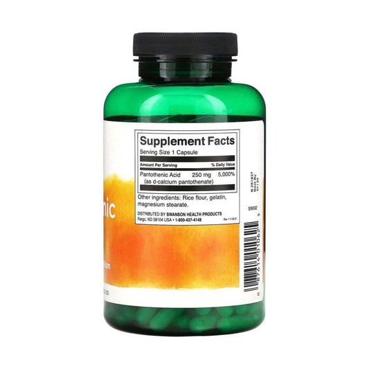 Swanson Pantothenic Acid 250mg Supplement Facts