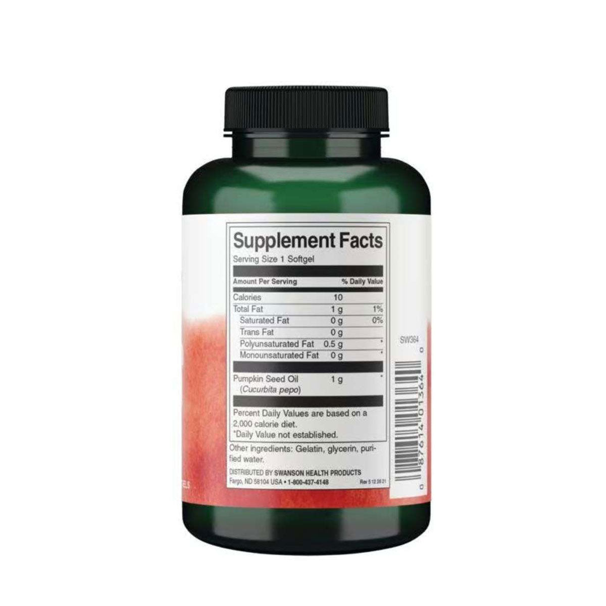Swanson Pumpkin Seed Oil 1000mg 100 Softgels Supplement Facts