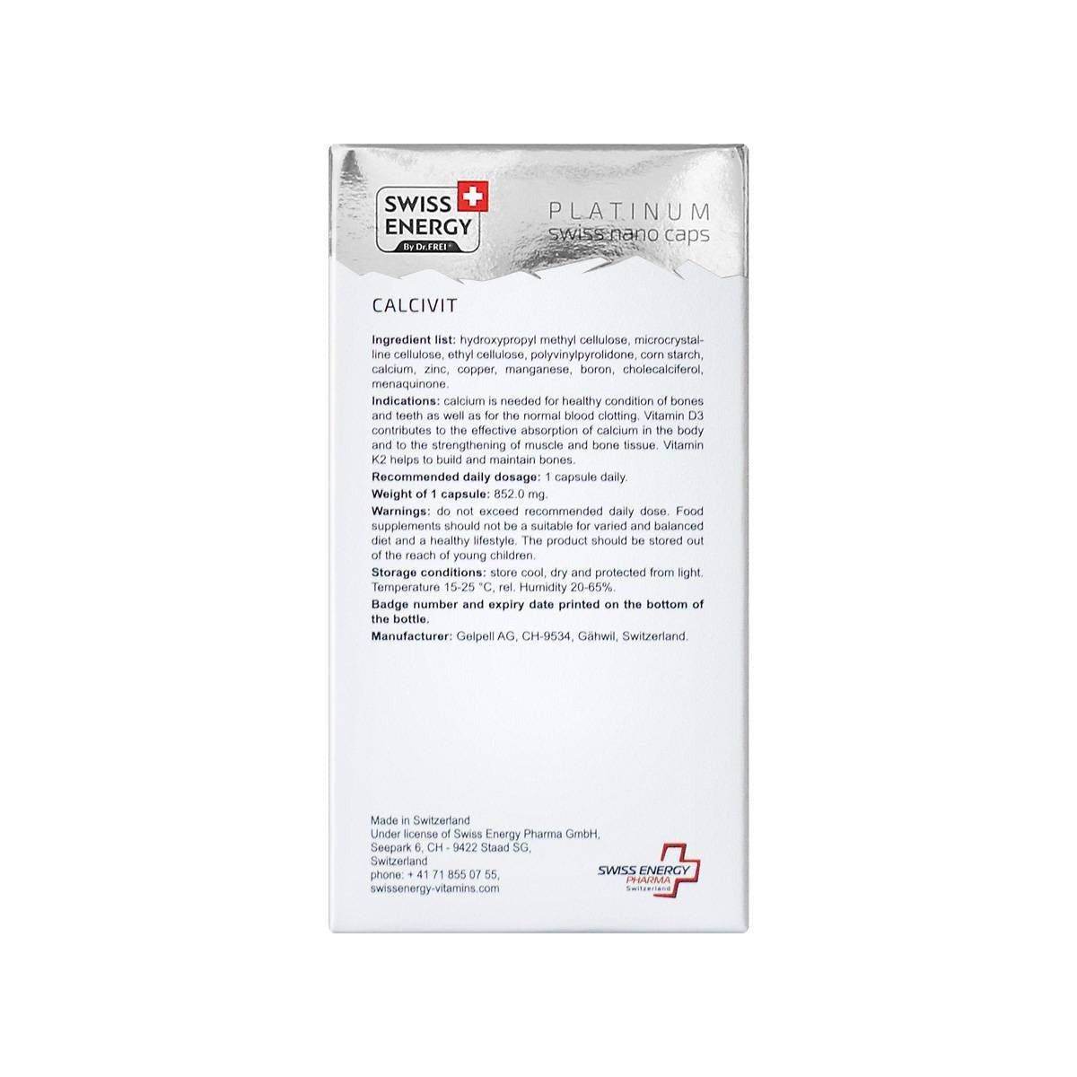 Swiss Energy Calcivit (Calcium + D3 + K2), 30 Ct - Vitamins House