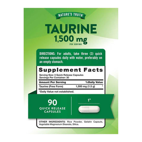 Nature’s Truth Taurine 1500mg Supplement Facts