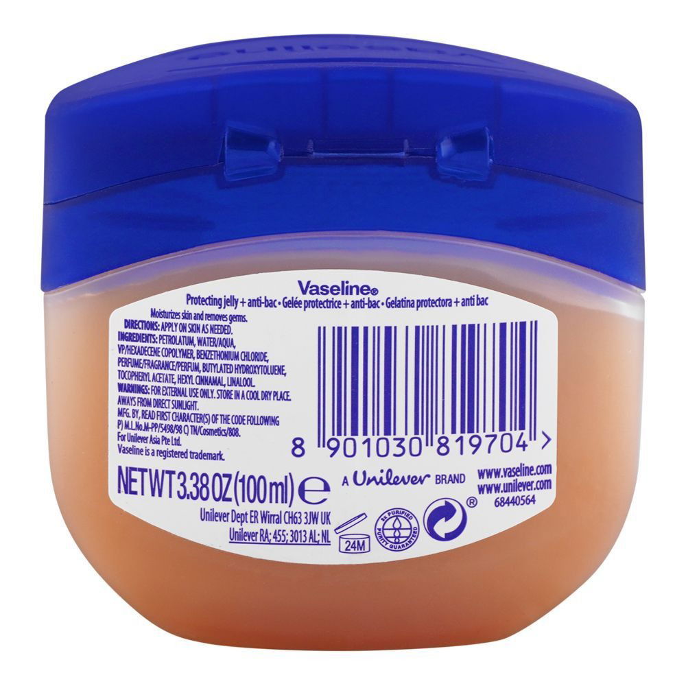 Vaseline 2-in-1 Skin Moisturizing + Anti Bacterial Petroleum Jelly, 100ml - Vitamins House