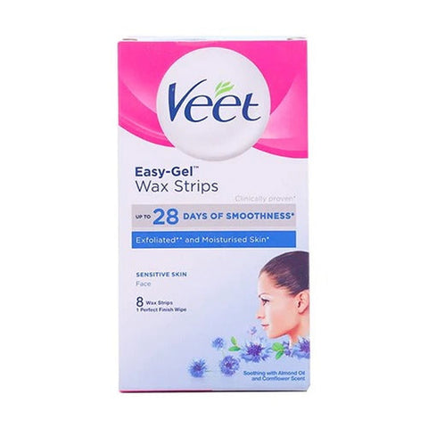 Veet Easy Gel Face Wax Strips for Sensitive Skin, 8 Ct - Vitamins House