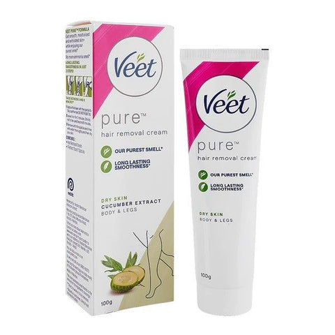 Veet Pure Hair Removal Cream with Cucumber Extracts for Dry Skin, 100g - Vitamins House