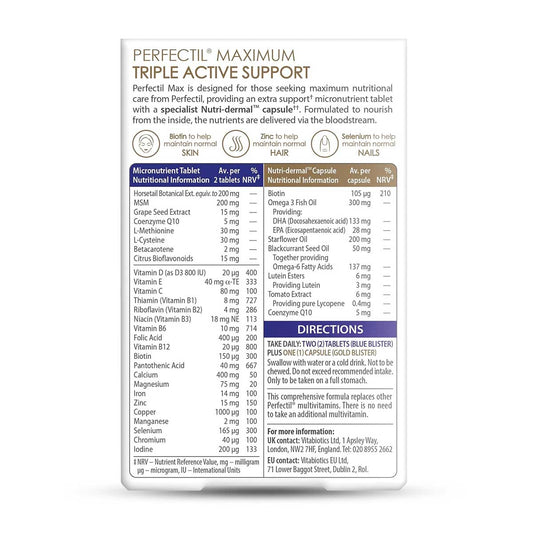 Vitabiotics Perfectil Max 84 Tablets Supplement Facts
