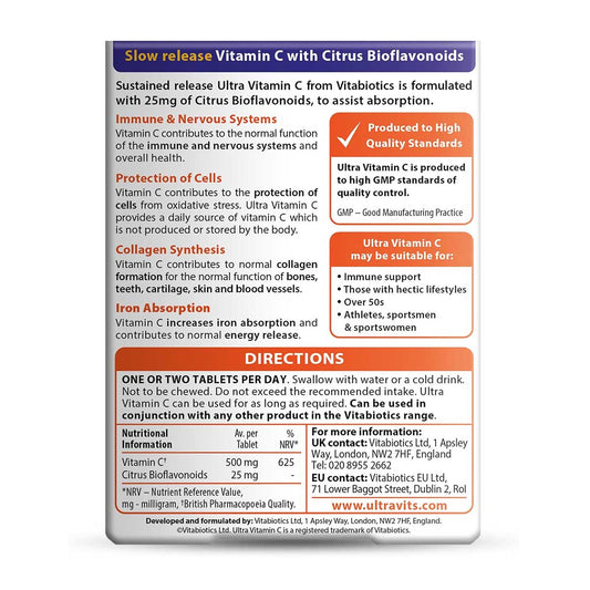 Vitabiotics Ultra Vitamin C 500mg 60 Tablets Supplement Facts