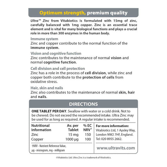 Vitabiotics Ultra Zinc 15mg 60 Tablets in Pakistan