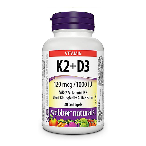Webber Naturals Vitamin K2 + D3, 30 Ct