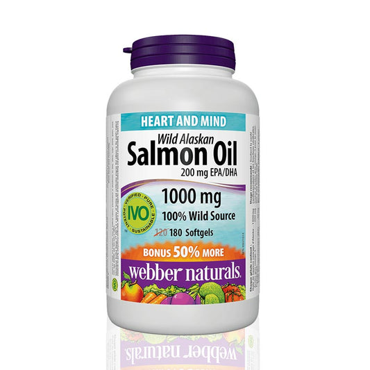 Webber Naturals Wild Alaskan Salmon Oil 1000mg 180 Ct in Pakistan - Vitamins House