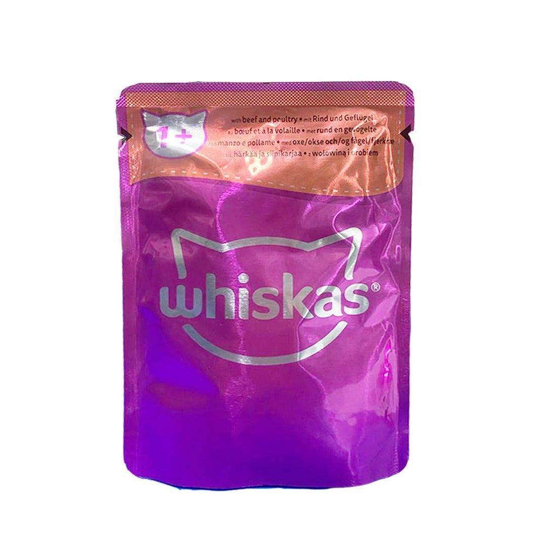 Whiskas 1+ Adult Beef and Poultry Wet Food Pouch, 85g - Vitamins House