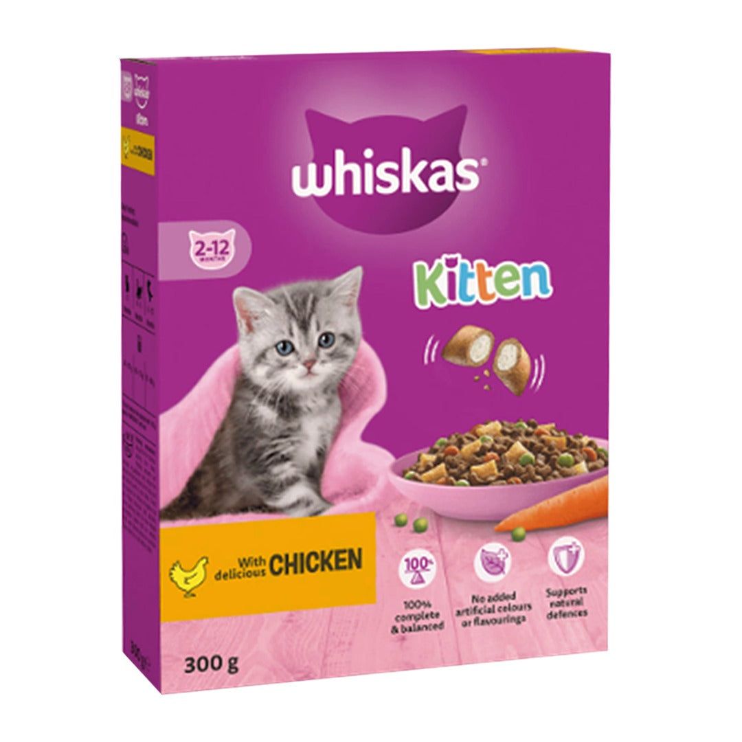 Whiskas Kitten Dry Food 2-12 Months with Delicious Chicken, 300g - Vitamins House